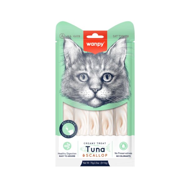 Wanpy Creamy Cat Treat Tuna And Scallop 70gm (5x14gm)